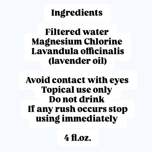 Magnesium Oil Spray with Lavender 4 fl oz. glass bottle - Picture 2 of 2